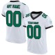 Custom White Kelly Green-Black Mesh Authentic Football Jersey