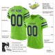 Custom Neon Green Navy-White Mesh Authentic Football Jersey