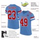 Custom Light Blue Red-White Mesh Authentic Football Jersey