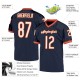 Custom Navy White-Orange Mesh Authentic Throwback Football Jersey