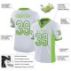 Custom White Neon Green-Navy Mesh Drift Fashion Football Jersey