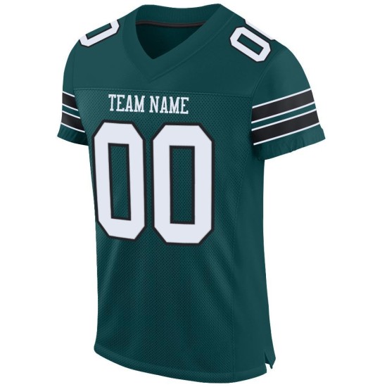 Custom Midnight Green White-Black Mesh Authentic Football Jersey